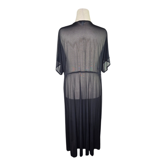 Torrid Black Mesh O-Ring Maxi Swim Coverup Dress 3 Plus Size Sheer Resortwear - Picture 7 of 11